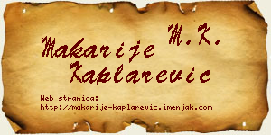 Makarije Kaplarević vizit kartica